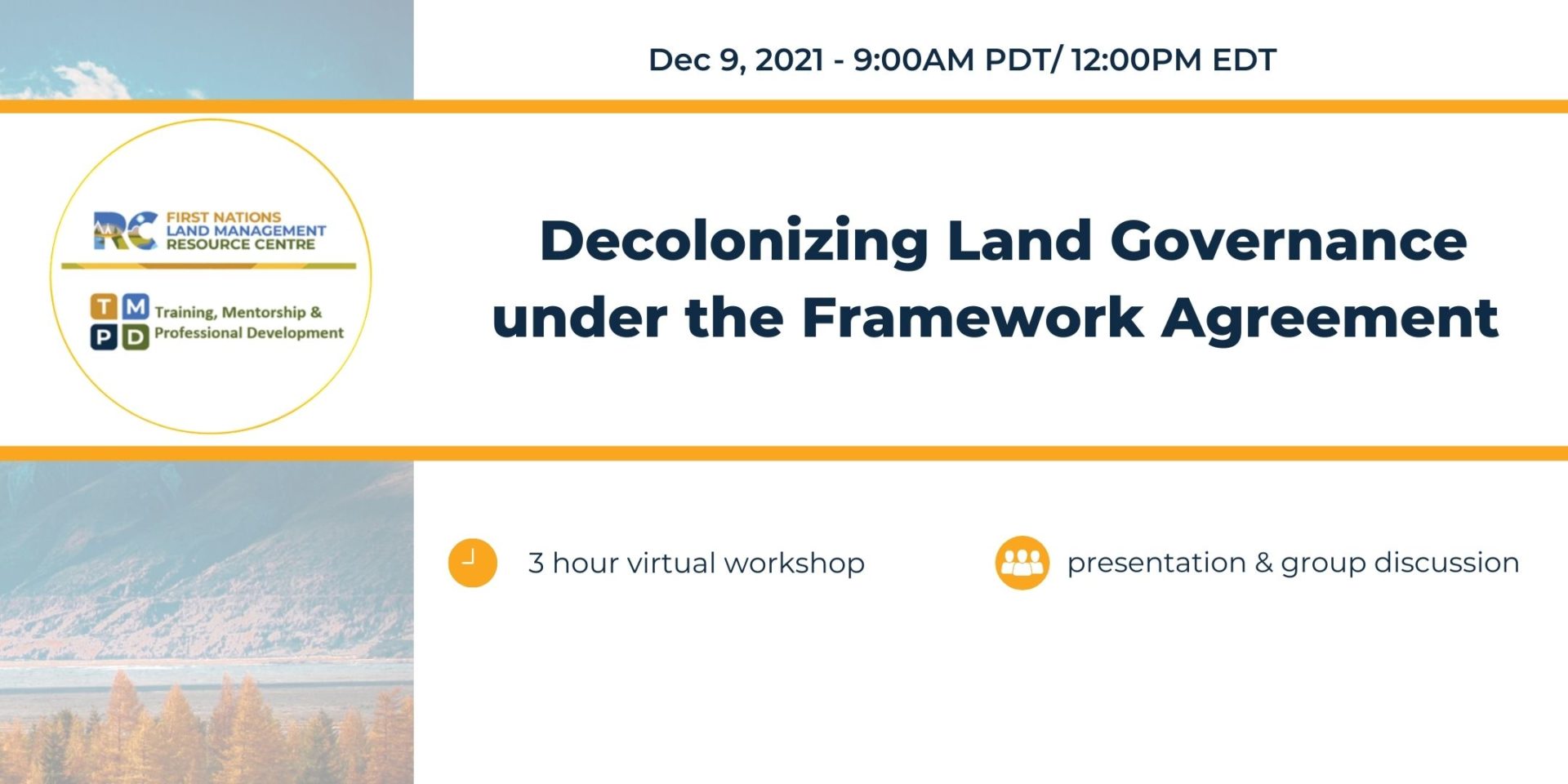 WORKSHOP - Decolonizing Land Governance under the Framework Agreement ...