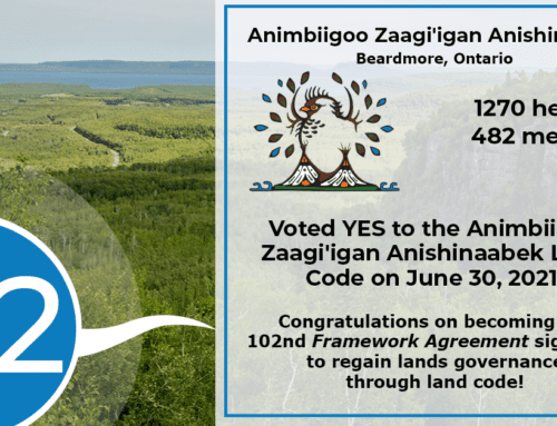 Animbiigoo Zaagi’igan Anishinaabek VOTES YES! Now the 102nd Framework Agreement signatory to ratify their land code!