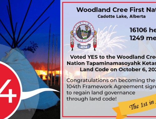Woodland Cree First Nation VOTES YES! Now the 104th Framework Agreement signatory to ratify their land code. A First in Alberta!