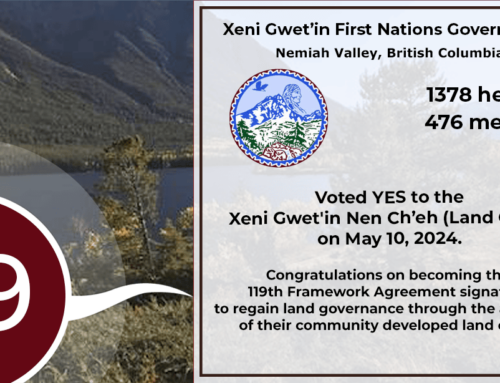 Xeni Gwet’in First Nations Government VOTES YES! Now the 119th Framework Agreement signatory to ratify their land code.