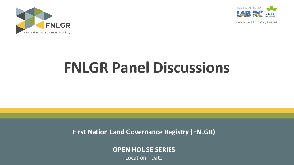 2.1 FNLGR Panel Discussions