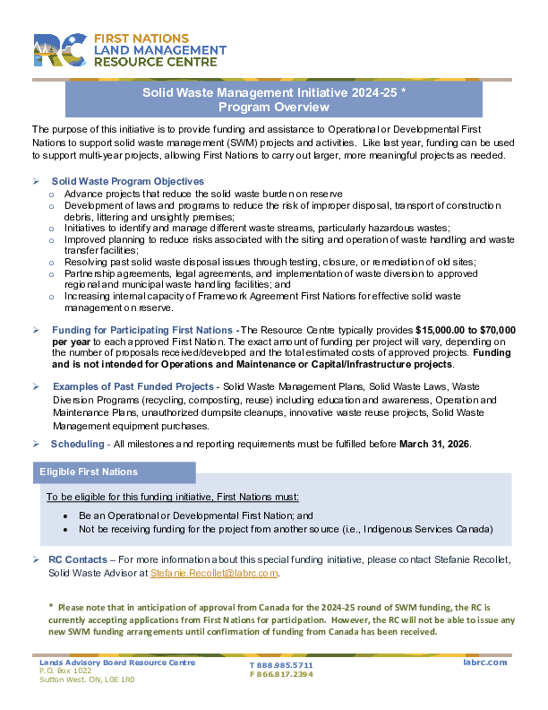 Solid Waste Management Initiative - Program Overview