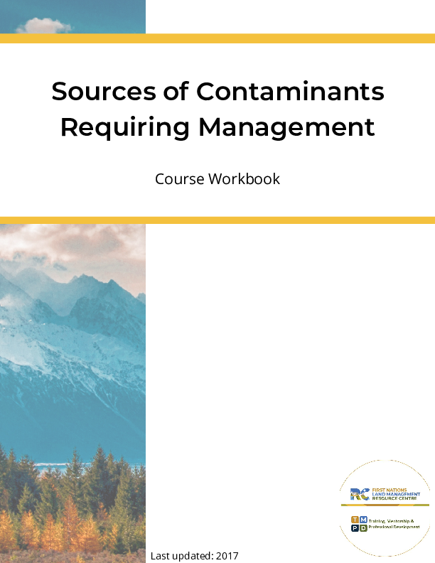Sources of contaminants requiring management Course PDF