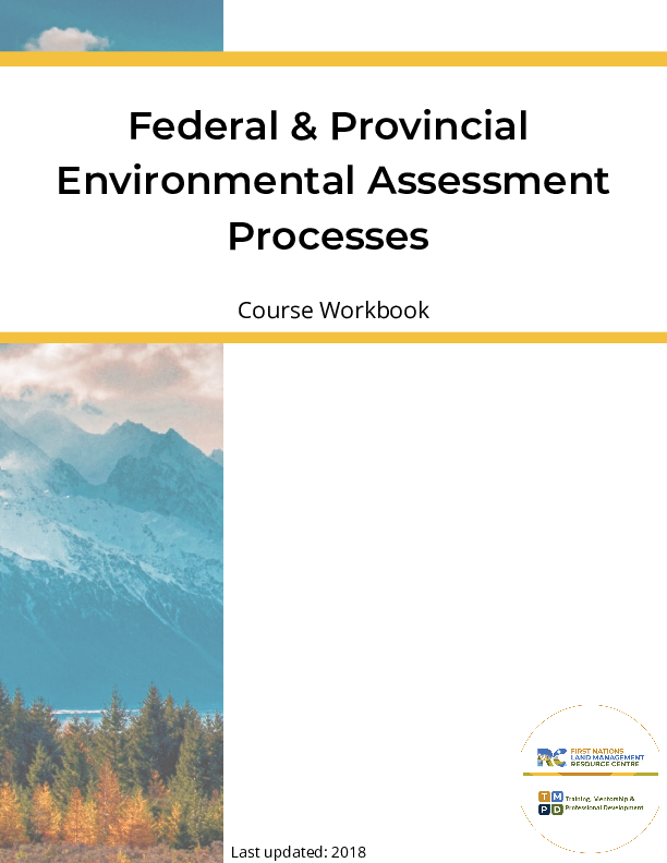 Federal Provincial Environmental Assessment Processes Course PDF