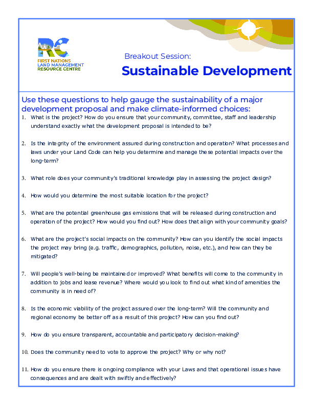 HANDOUT - Sustainable Development Questions