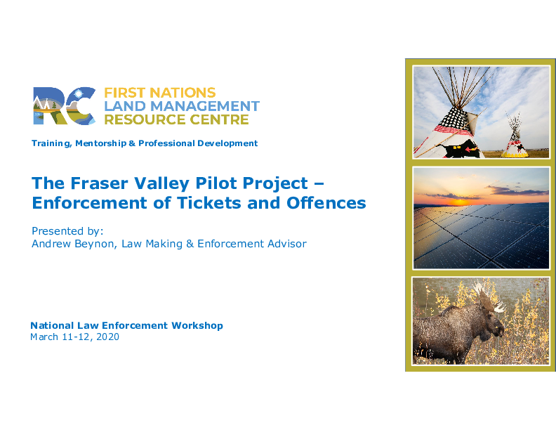 RC Fraser Valley Pilot Project – Adjudication & Enforcement of First Nation Laws