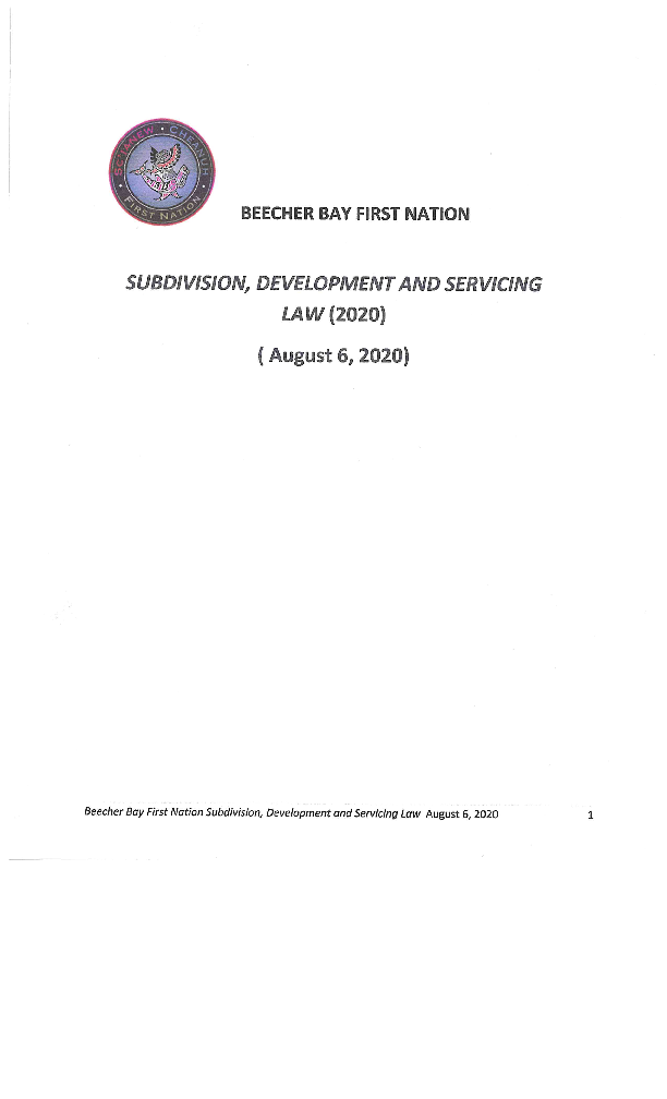 Beecher Bay Subdivision, Development and Servicing Law 2020.pdf