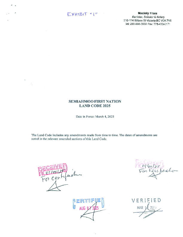 Semiahmoo Certified Land Code 2025