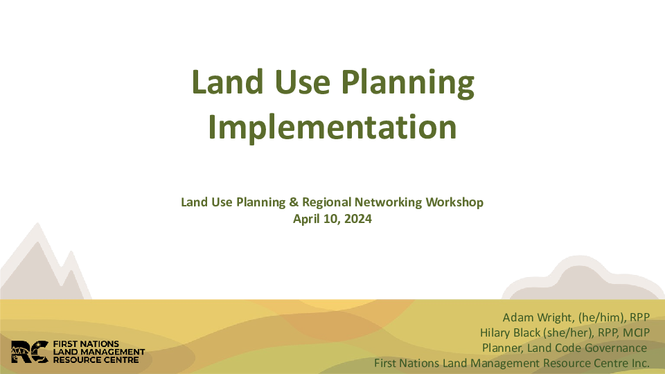 Land Use Planning Implementation