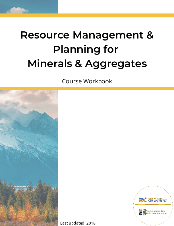 Resource Management Planning for Minerals and Aggregates