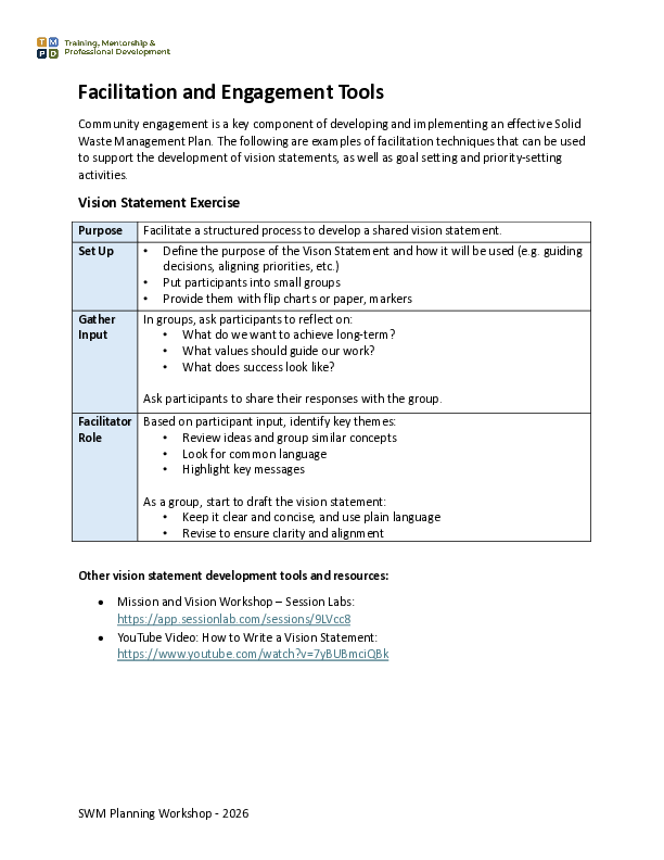 Facilitation and Engagement Tools HANDOUT