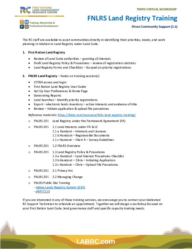 HANDOUT-FNLRS-Land-Registry-Training-Overview