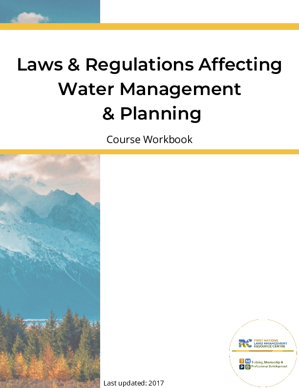 Laws and Regulations Affecting Water Management and Planning