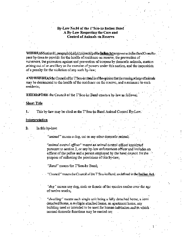 Tsouke Bylaw Respecting the Care and Control of Animals on the Reserve 2005.pdf