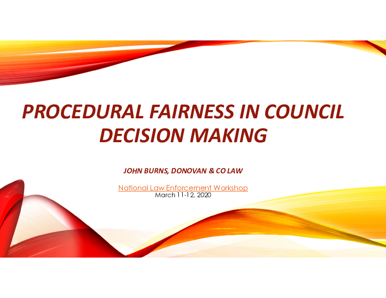Designing FN Laws - Procedural Fairness in Council Decision Making