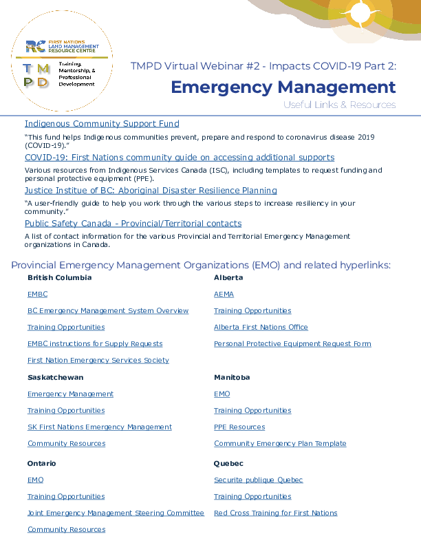 TMPD Emergency Management Links & Resources