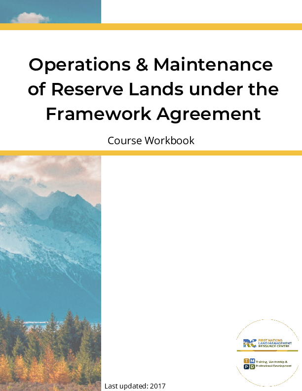 Operations and Maintenance of Reserve Lands under the FA Course PDF