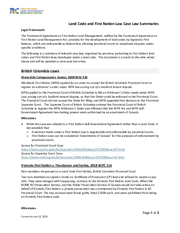 HANDOUT - Land Code Case Law Summary