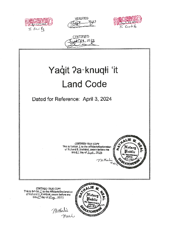 Yaqit a·knuqli‘it (Tobacco Plains) First Nation Land Code.pdf