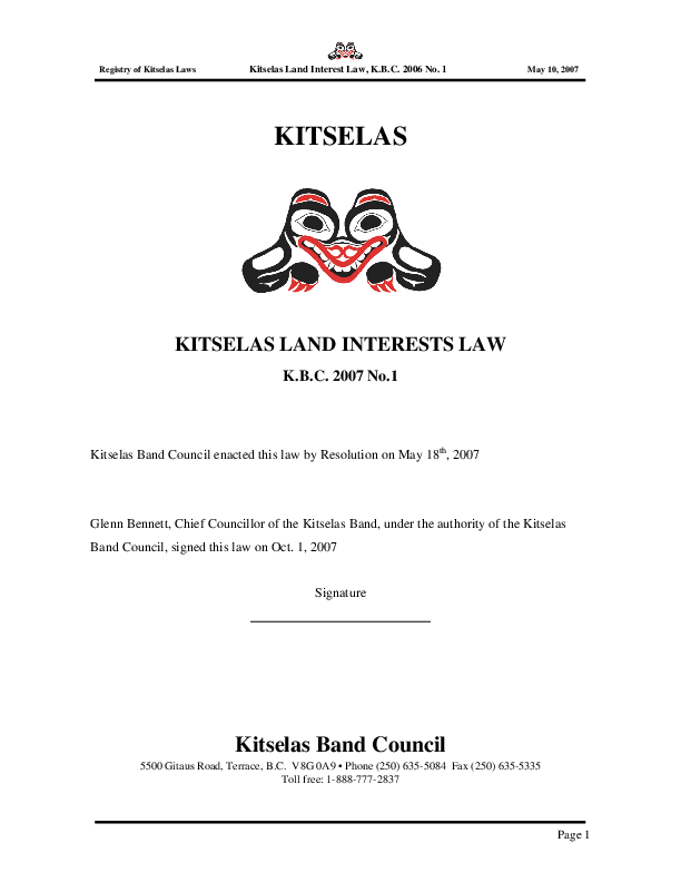 Kitselas Land Interest Law 2007.pdf