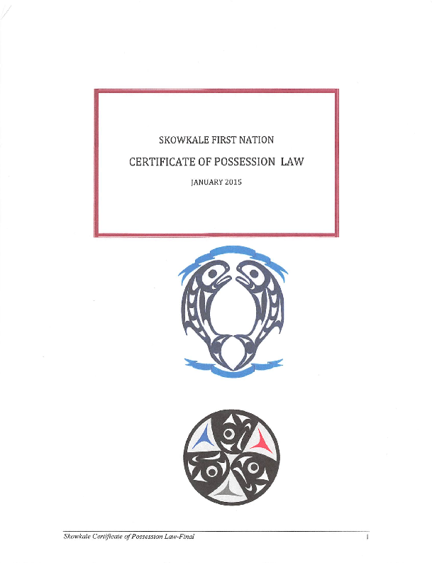 Skowkale Certificate of Possession Law 2015.pdf