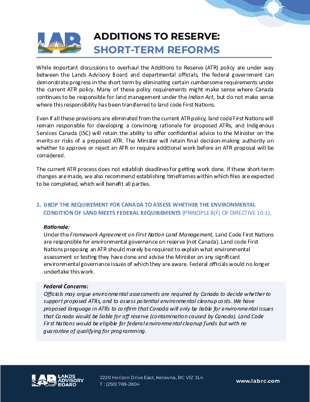 ATR Reforms - Short Term Reforms May 2024