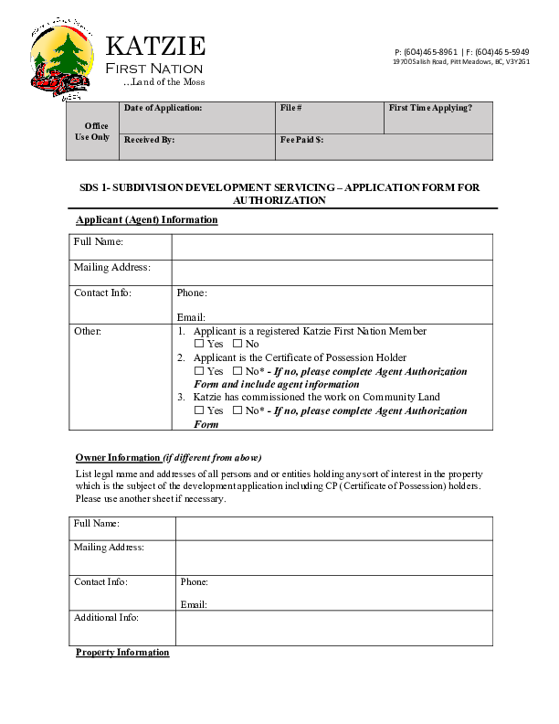 Formal Application Sample Katzie