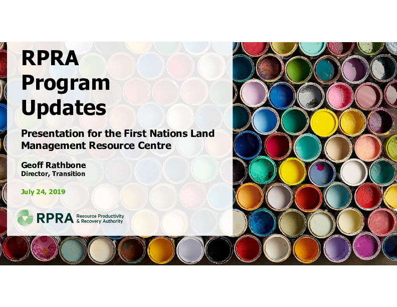 presentation - Resource Productivity Recovery Authority RPRA