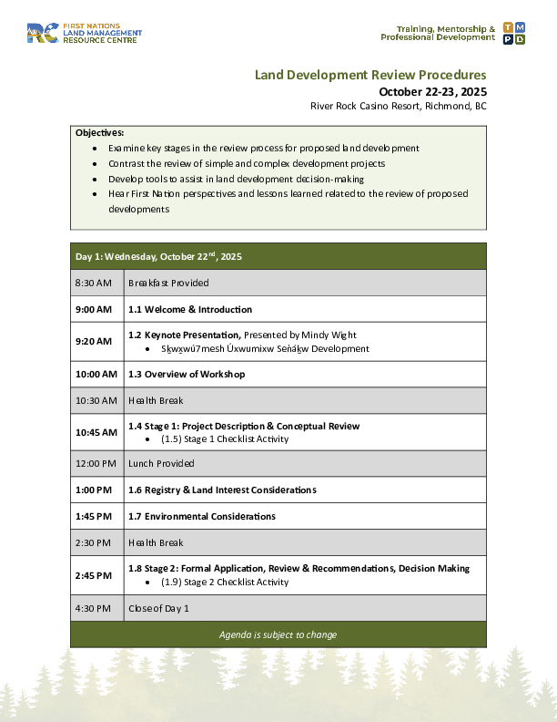 Land Development Review Procedures Agenda
