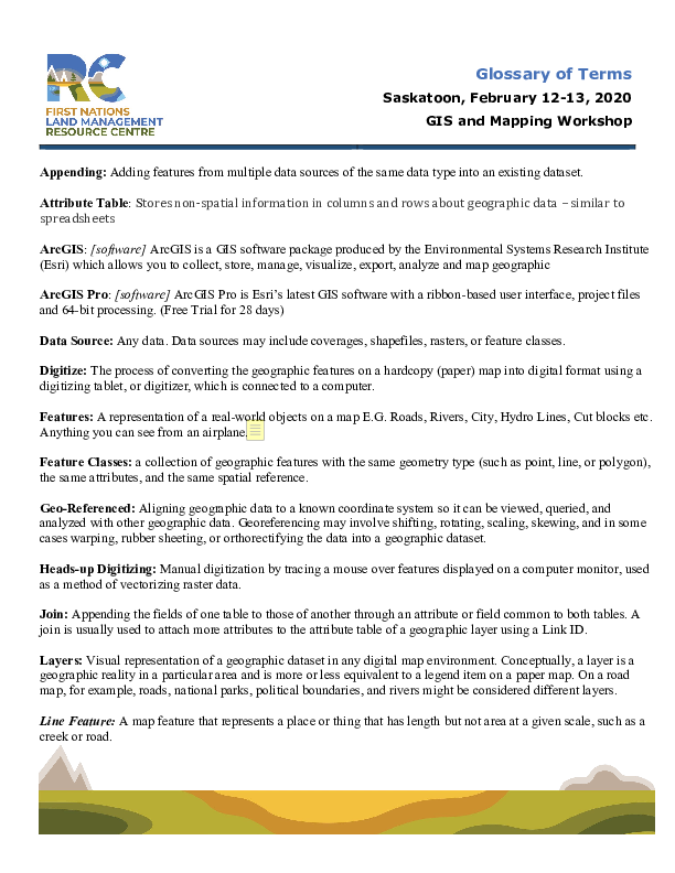 HANDOUT GIS Glossary of Terms