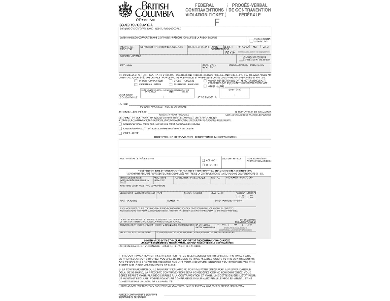 BC Federal Violation Ticket