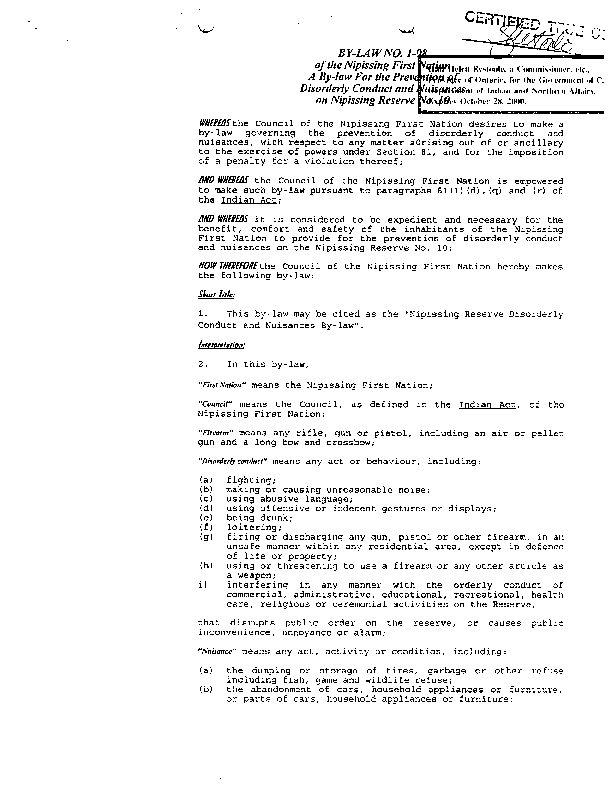 Nipissing Disorderly Conduct and Nuisances Bylaw 1998.pdf