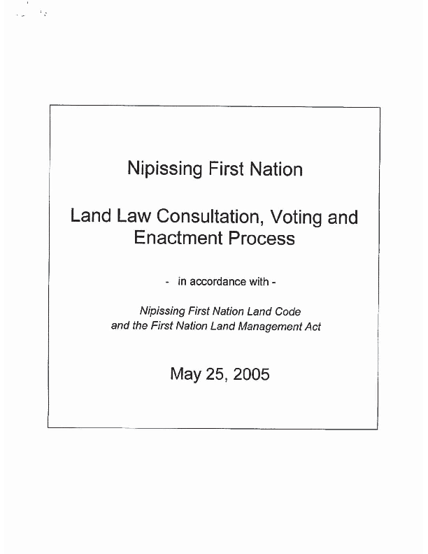 Nipissing Land Law Consultation, Voting and Enactment 2005.pdf