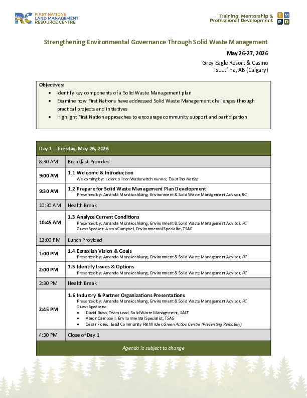 Agenda - Solid Waste Management Workshop Prairies