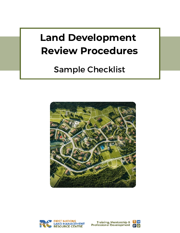 Land Development Review Procedures Sample Checklist Fillable
