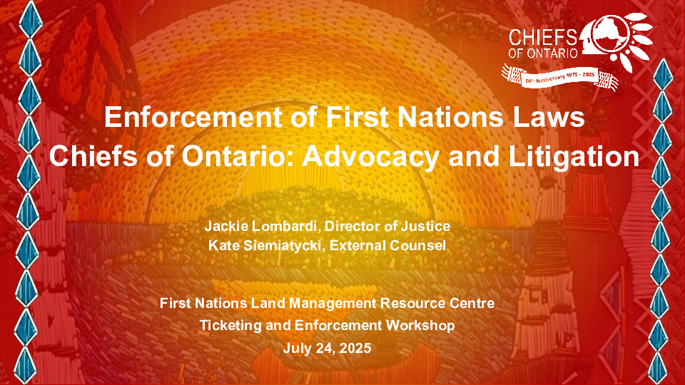 Chiefs of Ontario Enforcement of First Nation Laws