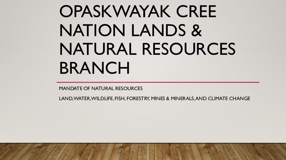 HANDOUT - DAY 2 - Opaskwayak Cree nation lands & natural resources branch presentation