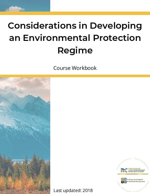 Considerations in developing an Environmental Protection Regime Course PDF