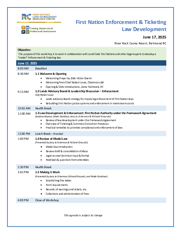 Agenda- BC Region