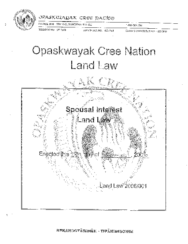 Opaskwayak Spousal Interest Law 2006.pdf