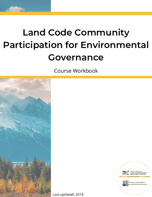 Land Code Community Participation for Environmental Governance Course PDF