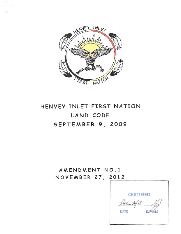 Henvey Inlet Amended Land Code 2012.pdf