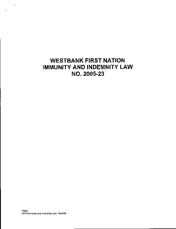 Westbank Immunity and Indemnity Law 2005.pdf
